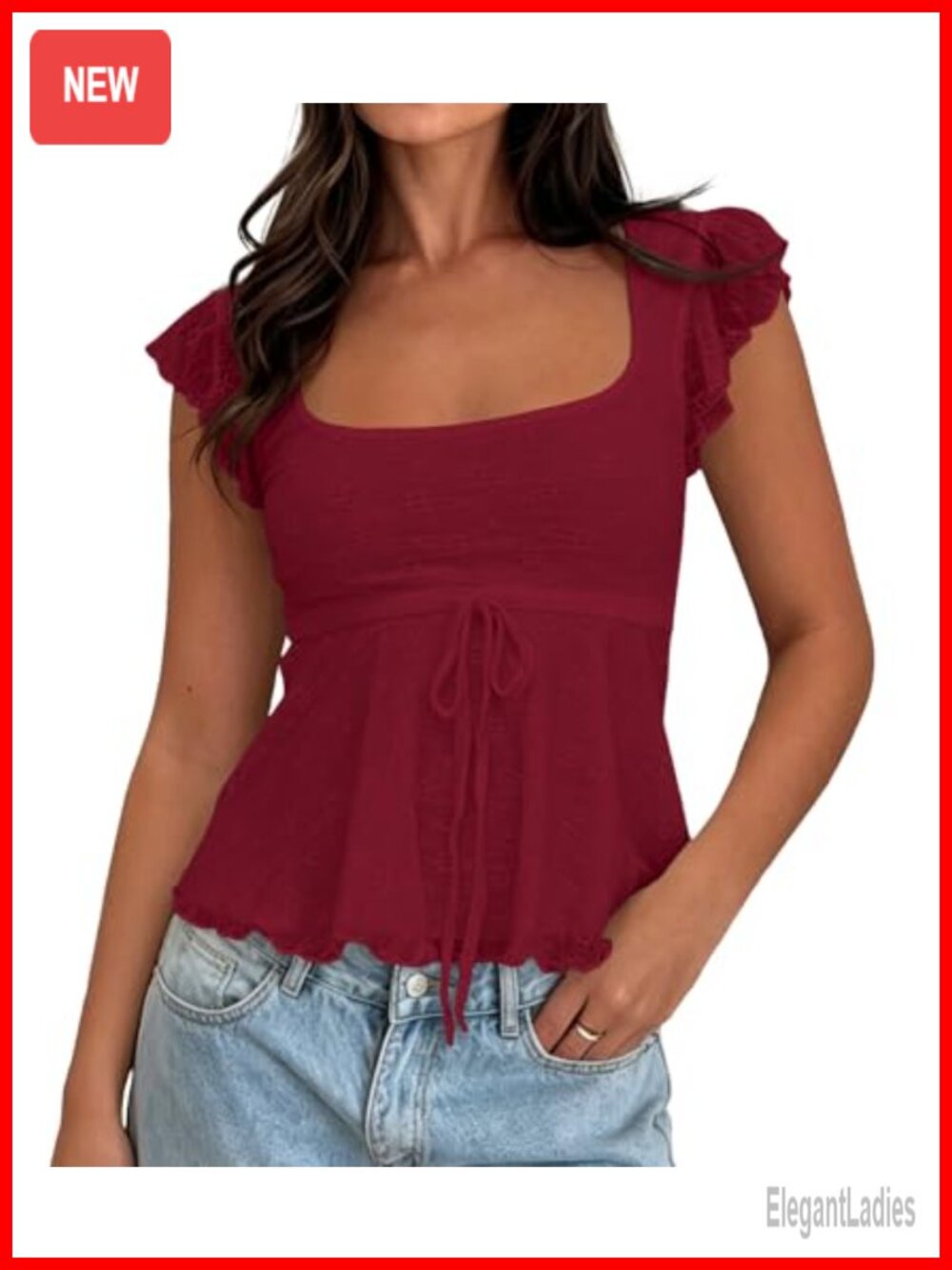 Women Boho Floral Mesh Layered Ruffle Peplum Crop Tank Top Y2K Tie Front